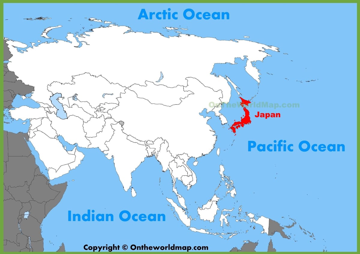 日本的地图和亚洲