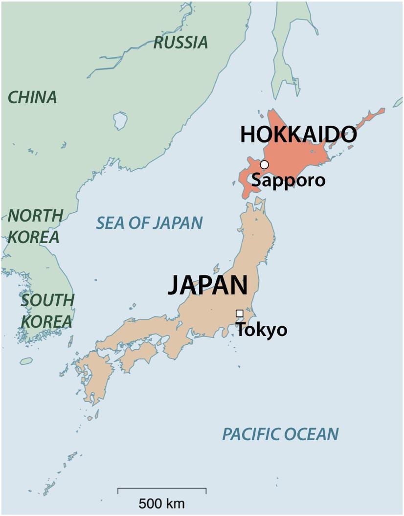 地图北部的日本