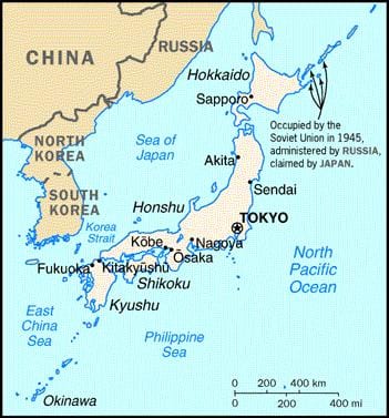 日本和周边国家地图