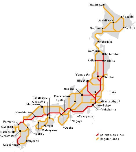火车日本地图