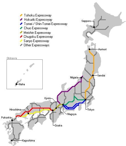 日本地图的高速公路