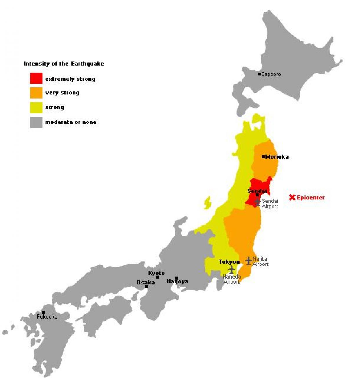 日本地图的海啸