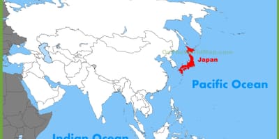 日本的地图和亚洲