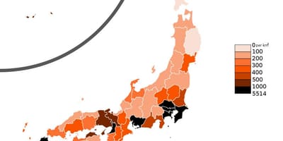 人口密度地图的日本