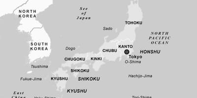 黑色和白色的日本地图
