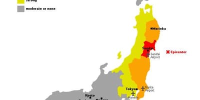 日本地图的海啸